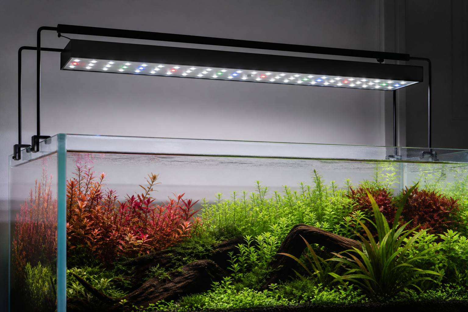 图 2｜全光谱 LED 灯具 —— 现代 RGB+白光 LED 可精细调节各波段比例，兼顾光合效率与观赏显色